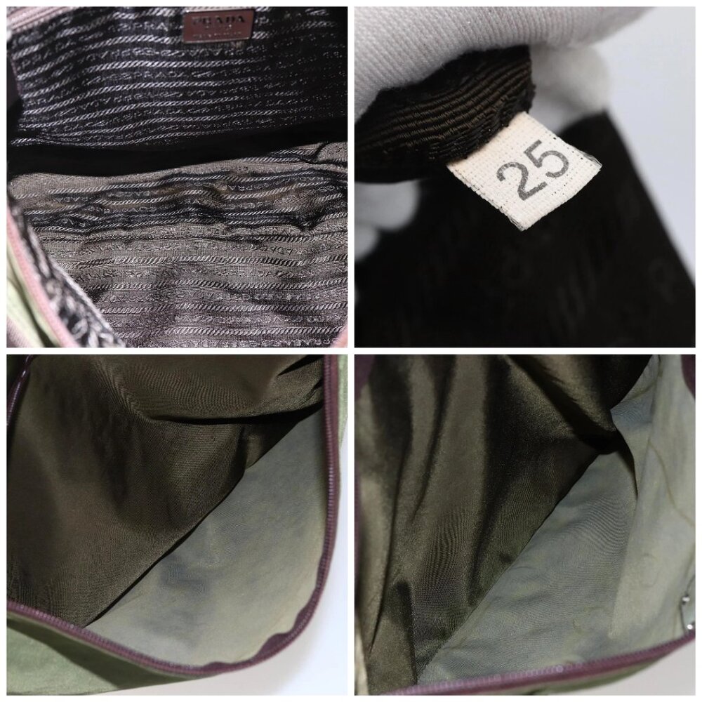 PRADA Tote Bag Nylon Khaki Silver Auth - Picture 14 of 15